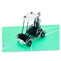 Handmade 3d Pop Up Popup Greeting Card Golf Cart Buggy Green And Birthday Father's Day Valentines Day Anniversary Christmas New Year Eve Vacation Holiday Club Membership Invitation Card Gift